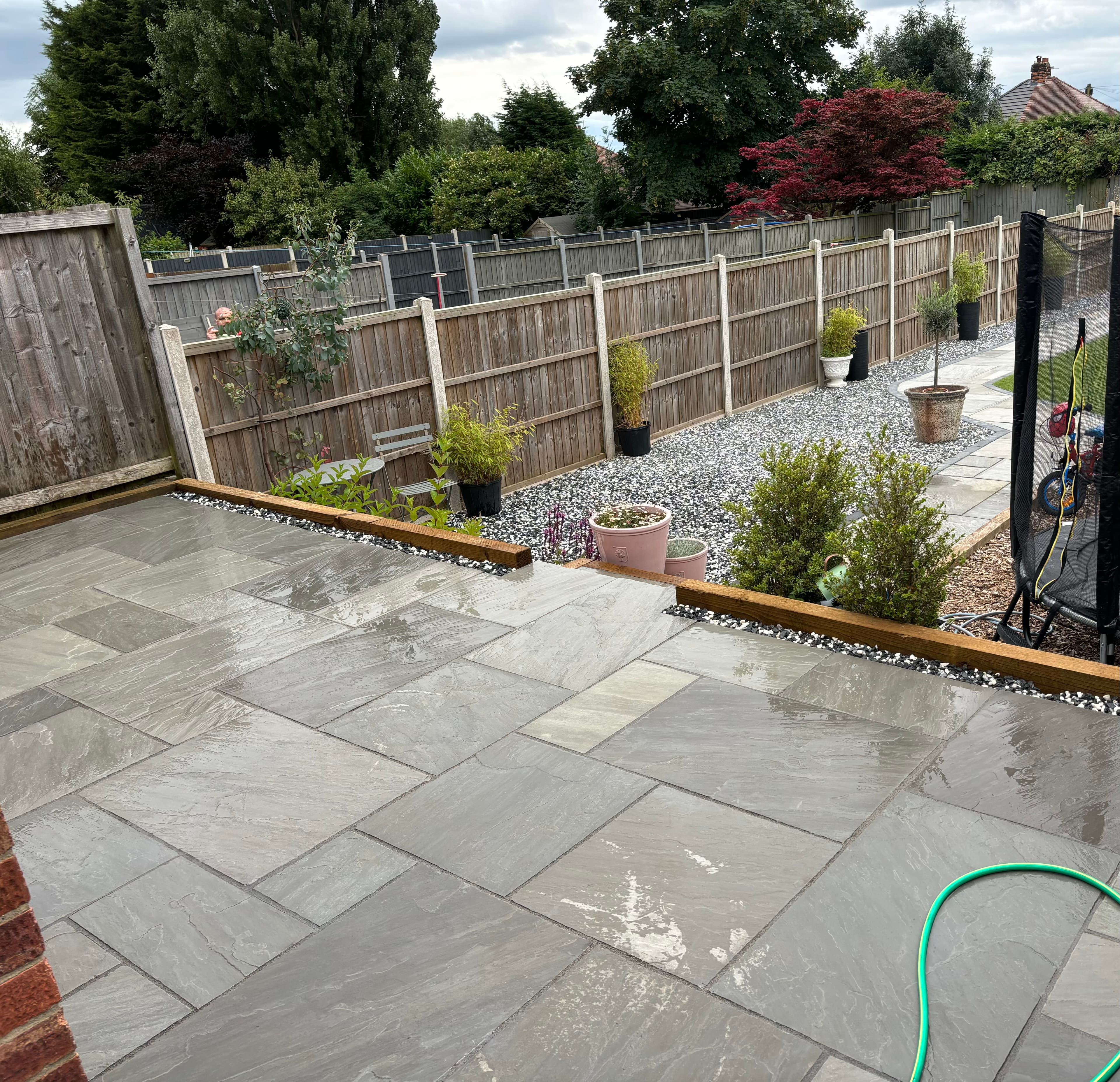 Overhead view of the completed full garden transformation in Derby