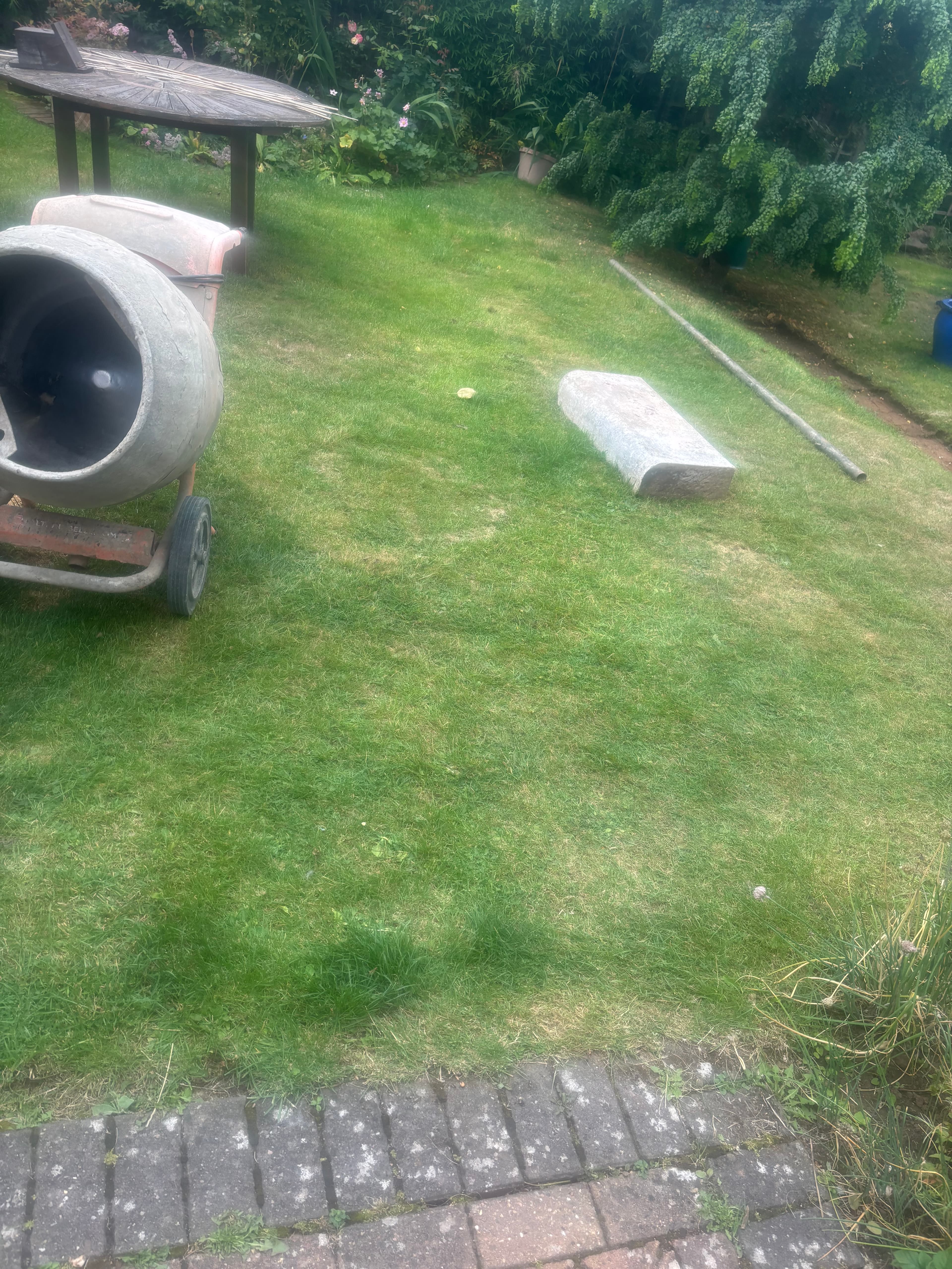 Steps providing safe access to sheds and greenhouse at the rear of the garden
