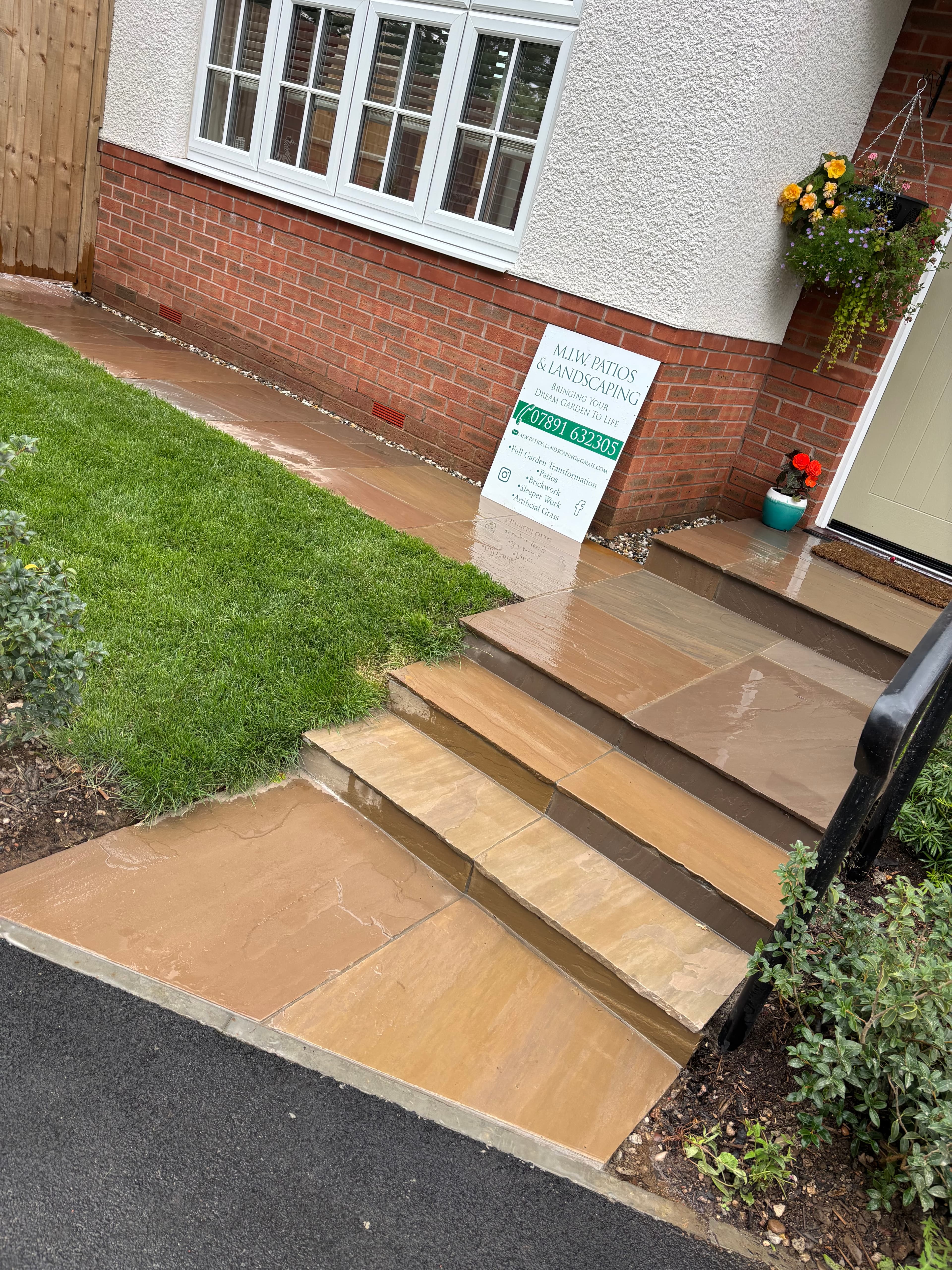 Brick fire pit feature installed as part of the rear garden transformation