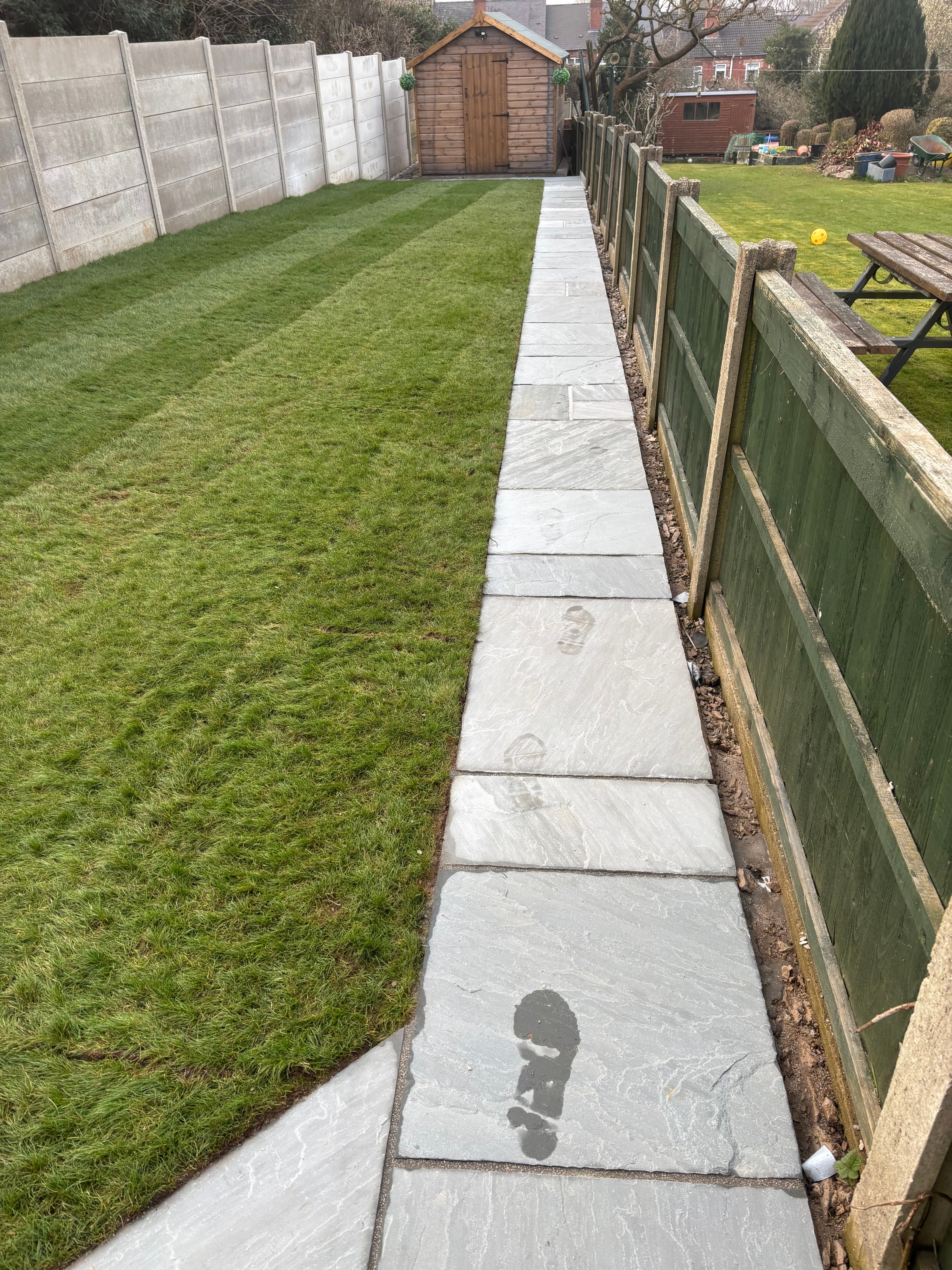 Close-up of Indian sandstone slabs with neat jointing throughout